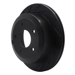 Pontiac GTO Brake Rotor (1) - Rear Left - R1 Concepts - Drilled & Slotted - Black - `05-`06